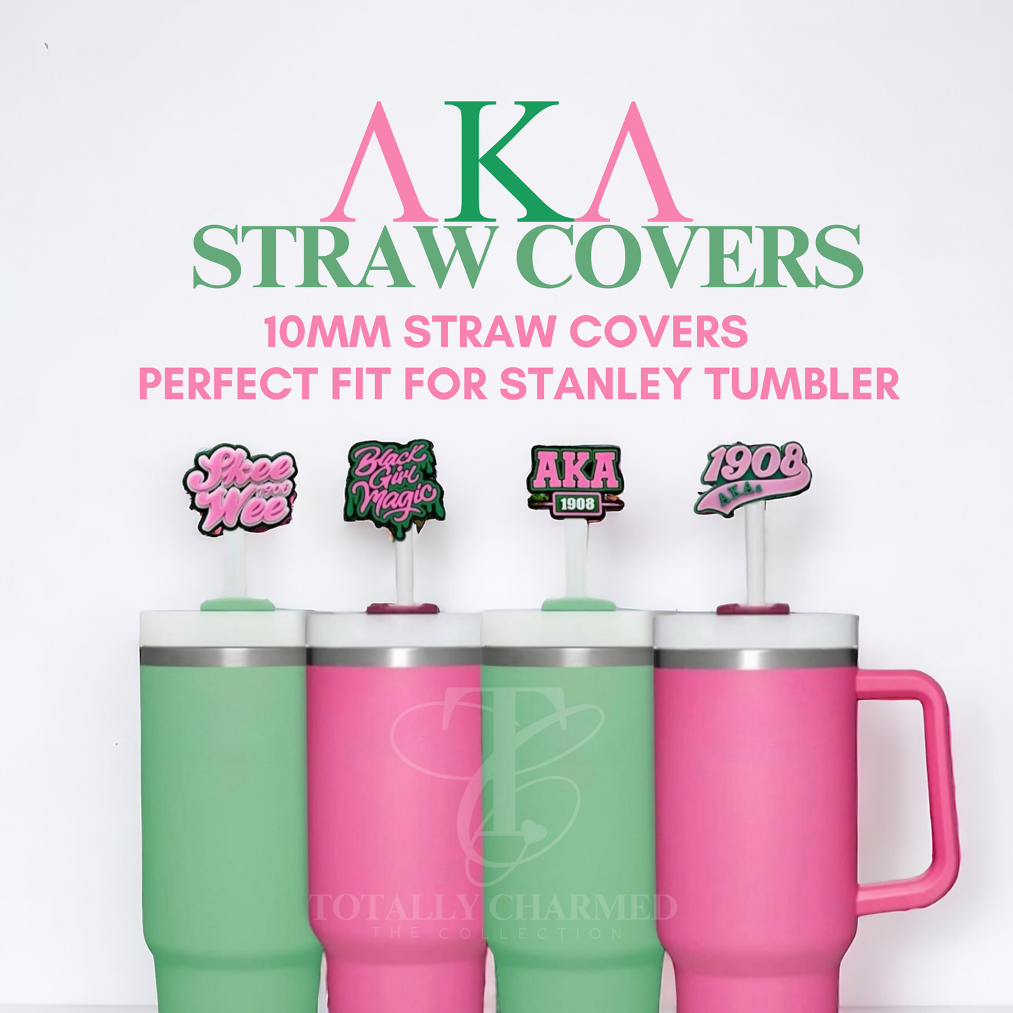 Alpha Kappa Alpha, Straw Topper, AKA Sorority Gifts, Straw Covers, Stanley Accessories, Yeti, Stanley Straw Topper,