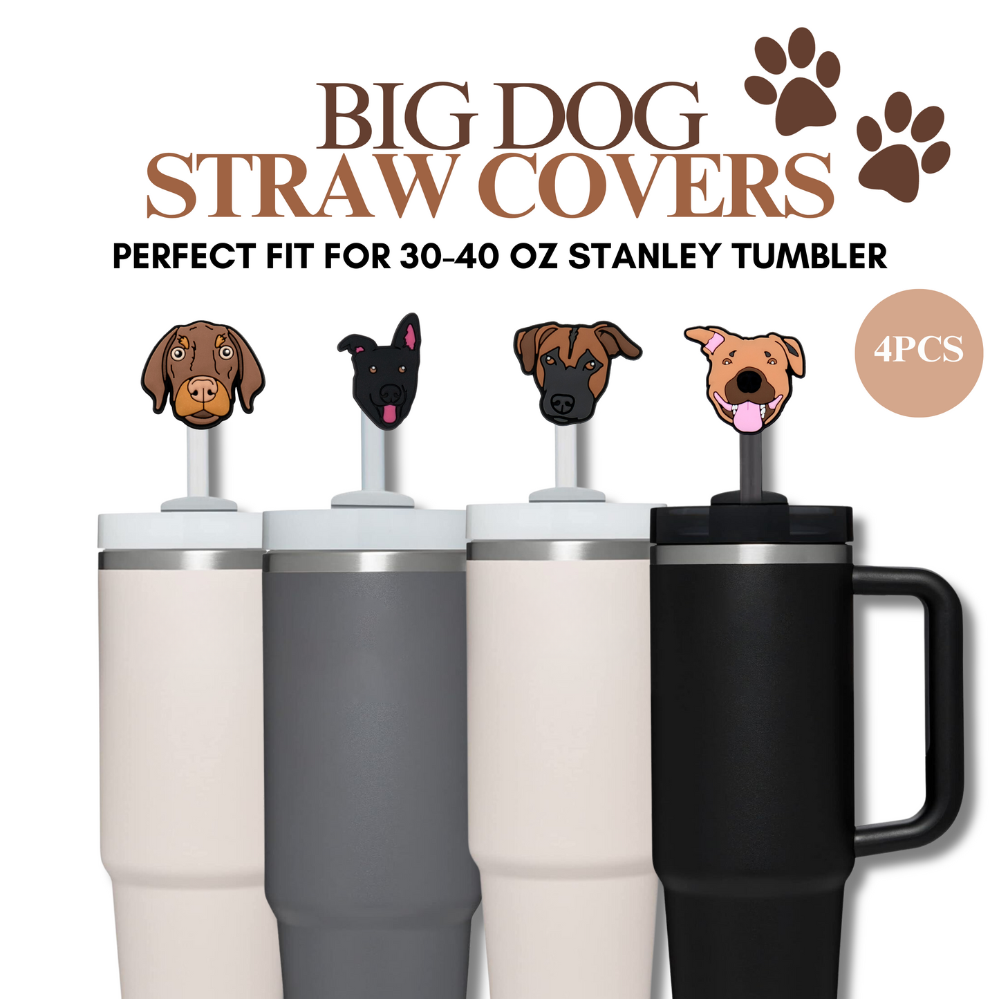 Dog Straw Cover Stanley| Dog Stanley Straw Topper| Stanley Straw Cover| Stanley 40oz Tumbler| Stanley Tumbler | 9.5-10mm Straw Cover