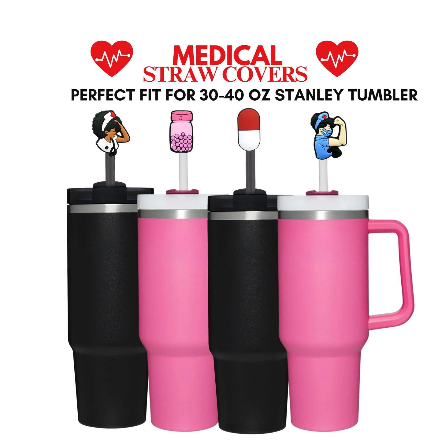 Medical Straw Cover , Nurse Straw Topper, Nurse Stocking Stuffer, Straw Cover, 40oz Tumbler, Cat Straw Cover, 9.5-