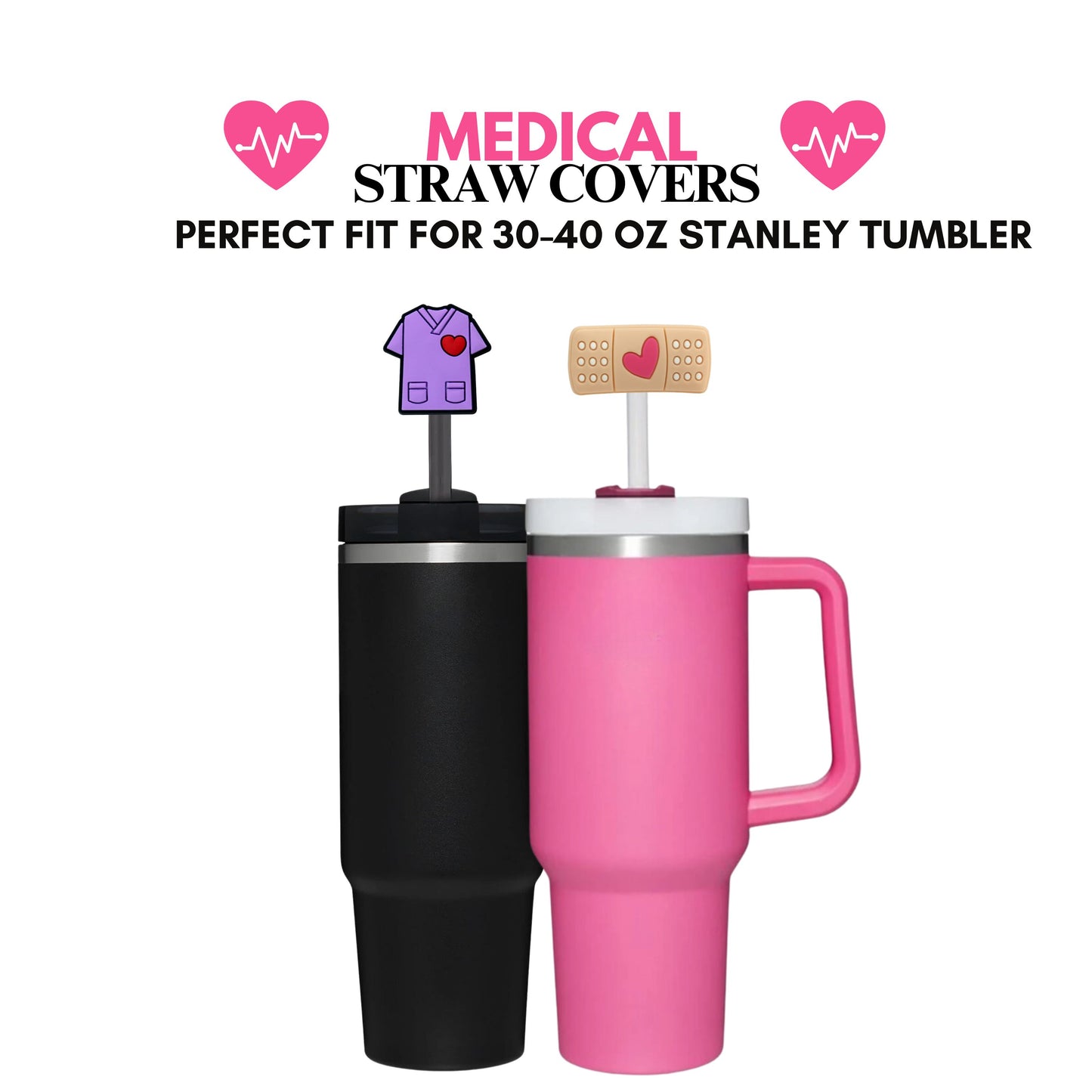 Medical Straw Cover , Nurse Straw Topper, Nurse Stocking Stuffer, Straw Cover, 40oz Tumbler, Cat Straw Cover, 9.5-