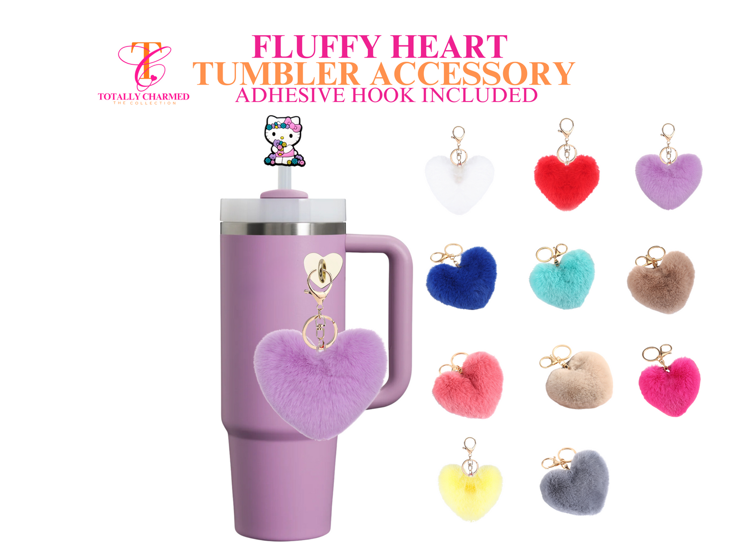 Stanley Accessories - Heart Pom Pom for Tumblers | Tumbler Charms, Cup Accessories, and Tumbler Jewelry